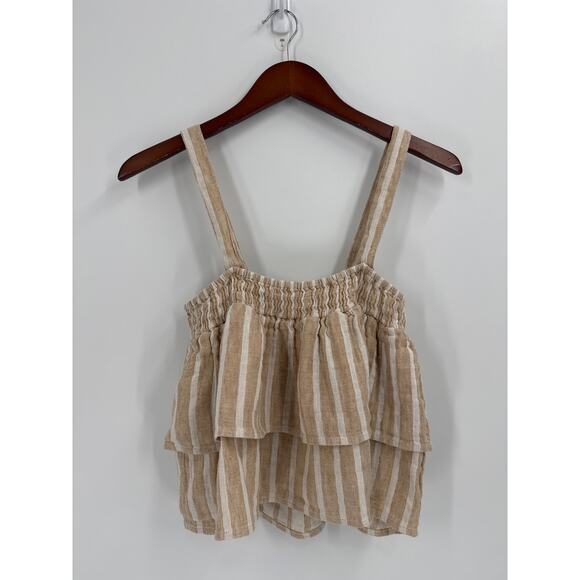 Tularosa Breanne Tiered Tank Convertible Straps Linen Blend Stripe Size Large - Picture 2 of 10